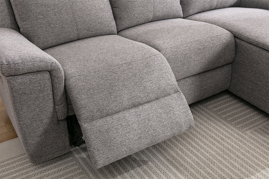 RC-7088 Dicke Polyester-Stoffhandbuch Liege-Schnittsofa mit Chaise Armlehnen und Kissen