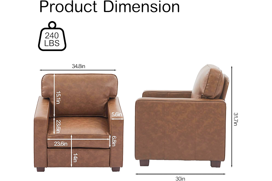 PU-Kunstledercouch, Stuhl (SF021-BR-S)/Loveseat (SF021-BR-M)/Sofa (SF021-BR-L)